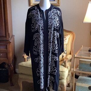 Black Kimono with White Embroidery